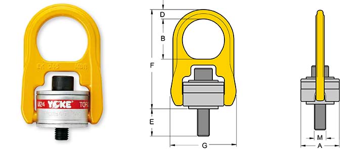 Bu lông tai cẩu xoay 360° ren hệ mét YOKE 8 203 1