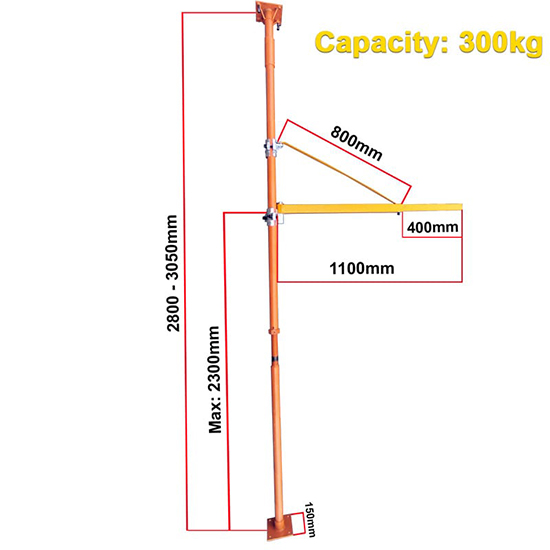 Khung tời gắn sàn xoay 180 độ tải trọng 300kg KENBO 2