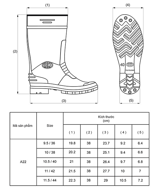Ủng chống dầu và axit Thùy Dương A22 1