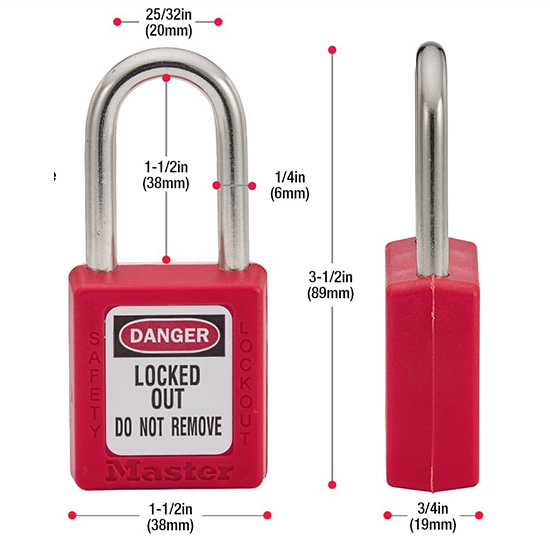 Ổ khóa an toàn nhựa nhiệt dẻo còng thép 6mm Master Lock S410RED 5
