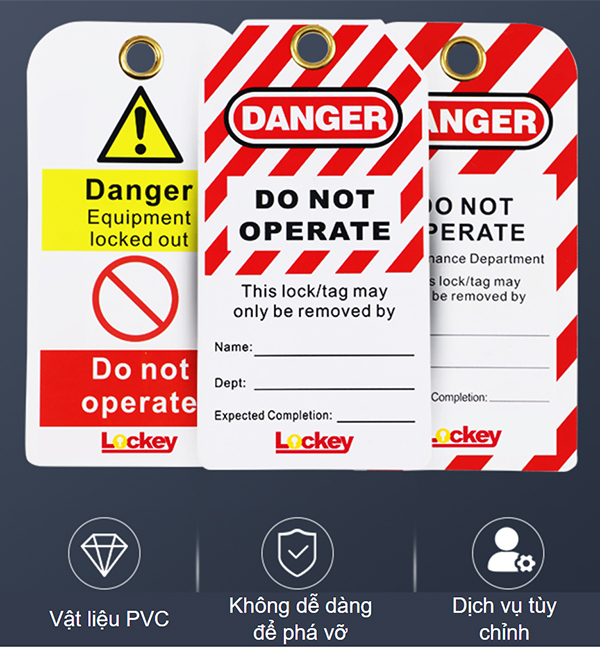 Thẻ cảnh báo an toàn cho ổ khóa cách ly LOCKEY