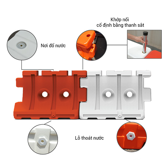 Rào chắn tạm thời đổ nước bằng nhựa HDPE Hi Q RS 1200 1